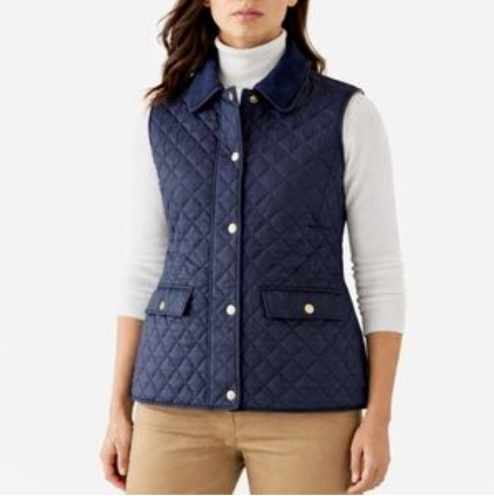 LAUREN Ralph Lauren Navy Quilted Diamond Vest
